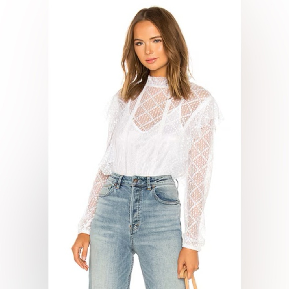 Festival Boho Free People Goldie Ruffled Lace Bodysuit in Ivory Size XS NWOT